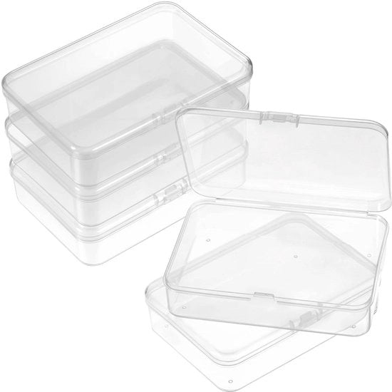 Scatola di archiviazione trasparente in plastica - 5 pezzi - 10,5x7,5x2,5 cm - Ideale per un uso duraturo