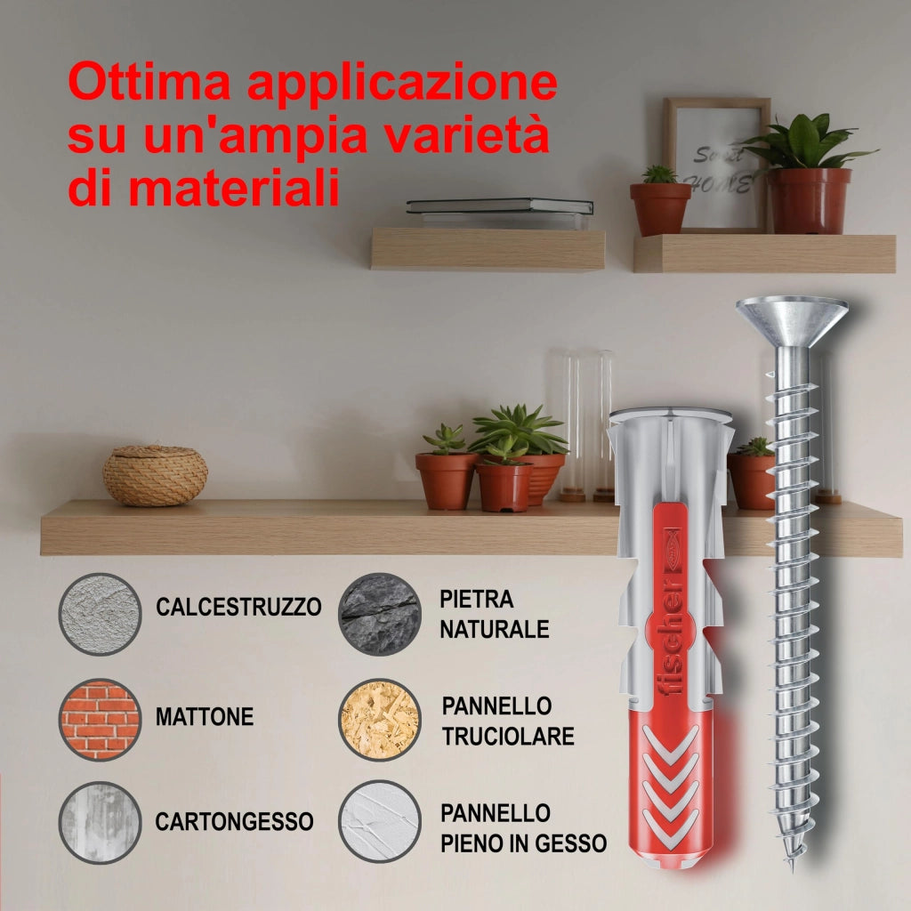 Tassello Duopower S 6 x 30 Vite T.s.p. Pozi Fischer 100 Pezzi