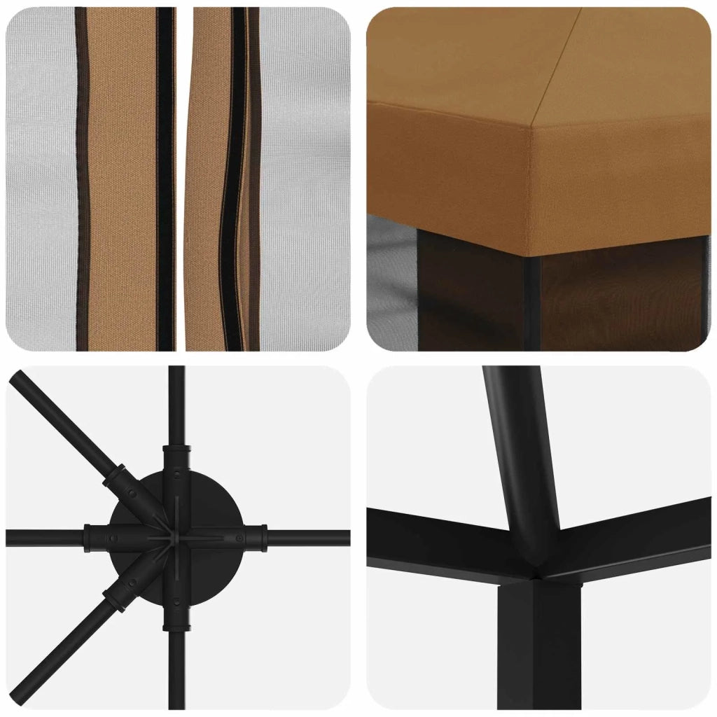 Gazebo con pareti laterali 6 x 3 m Beige Poliestere e Acciaio