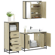 Set Mobili da Bagno 3 pz Rovere Sonoma in Legno Multistrato
