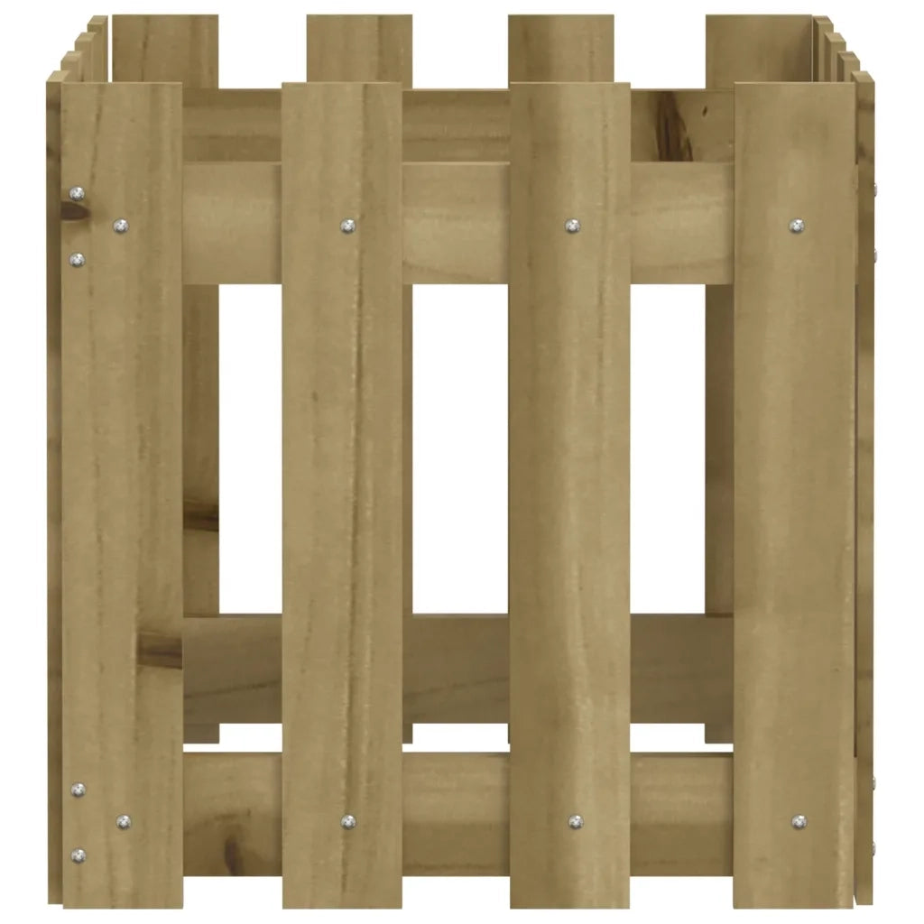 Fioriera Giardino a Recinzione-Vaso con Ringhiera-Contenitore per Piante 40x40x40Pino Massello Impregnato