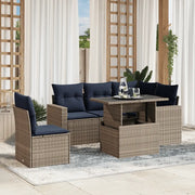 Set Divani da Giardino 6 pz con Cuscini Grigio in Polyrattan 3267281