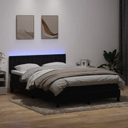 Giroletto a Molle con Materasso Nero 160x210 cm in Velluto