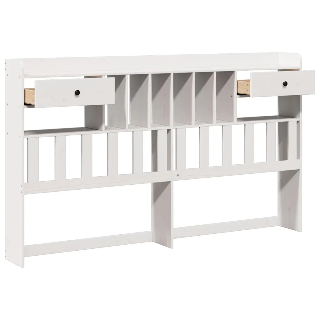 Testiera con Ripiani Bianca 180 cm in Legno Massello di Pino 855503