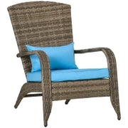 Sedia da Giardino Adironrack con Braccioli, in Rattan e Acciaio, 64x80x90 cm, Marrone e Blu