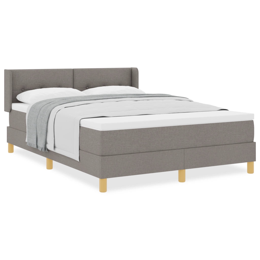 Letto con Box Spring e Materasso Tortora 140x190 cm Tessuto