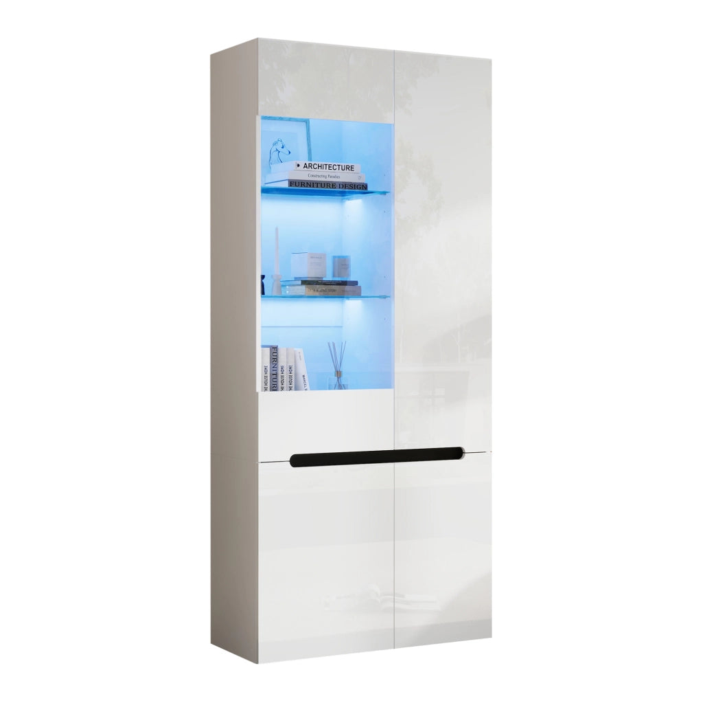 VETRINA LED 80x35x180 cm MDF Bianca, 4 ante
