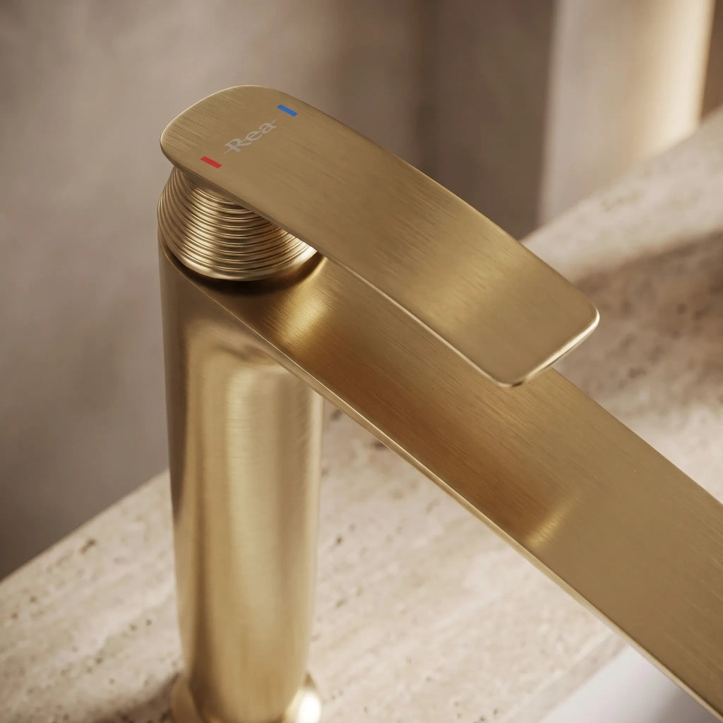 Rubinetto Da Lavabo Premium Rea Como Brush Gold High