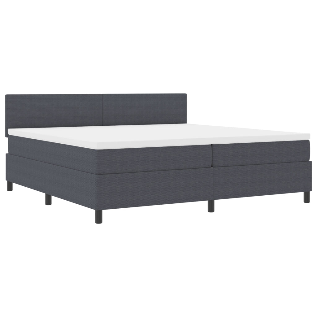 Letto con Base a Molle e Materasso Grigio 200x200 cm Tessuto in Corduroy