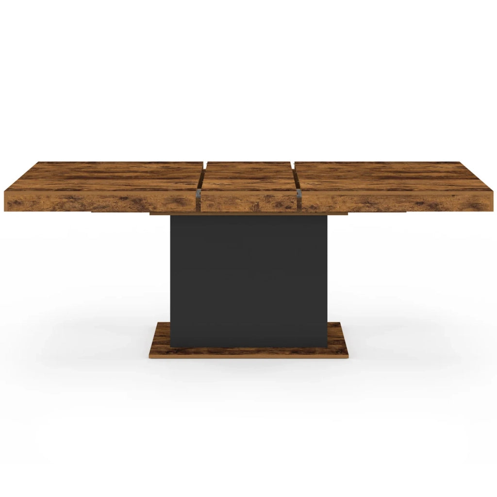 IDMarket - Tavolo da pranzo rettangolare allungabile EDEN 6-10 persone Legno effetto antico e nero 160-200 cm