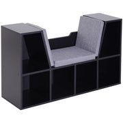 Libreria a Banco 2 in 1 con Cuscini ¨C Zephmum ¨C 102x30x61 cm, Nero