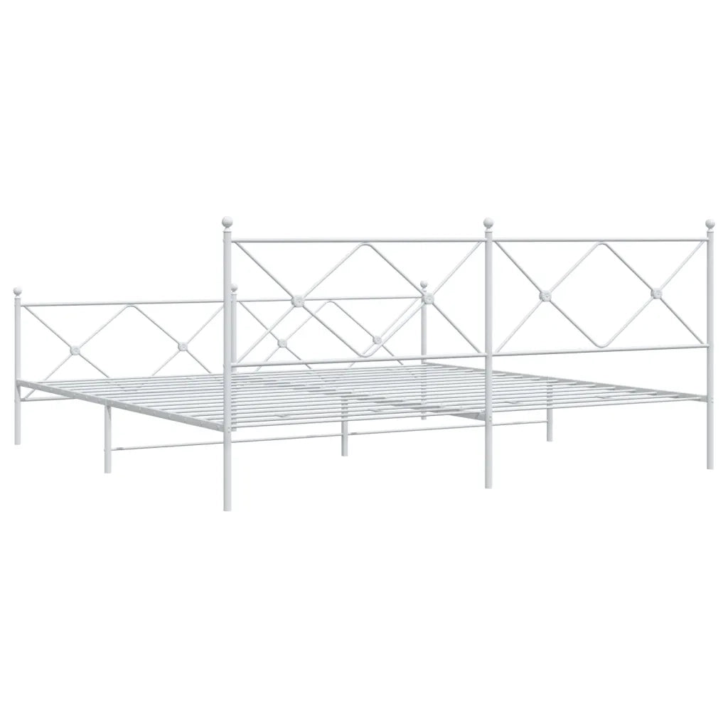 Giroletto con Testiera e Pediera-Struttura Letto Metallo Bianco 193x203 cm 726537