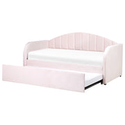 Letto estraibile in velluto rosa 90 x 200 cm con cornice imbottita moderna glamour per una cameretta per bambini ospiti