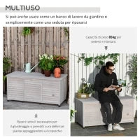 Panca Contenitore in Legno di Abete, Cassapanca da Esterno con Piedini Antiscivolo 127x56x60cm, Grigio