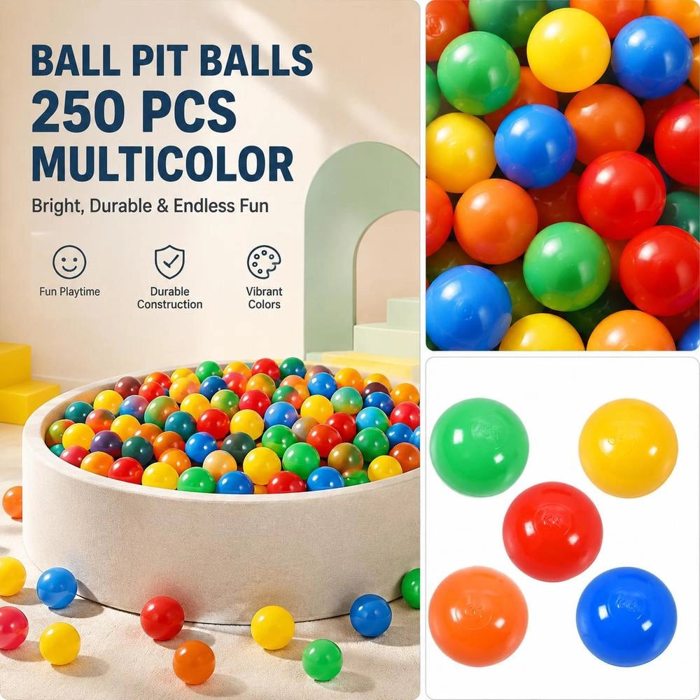 Ball Pit Balls, 250 Pieces, Multicolored