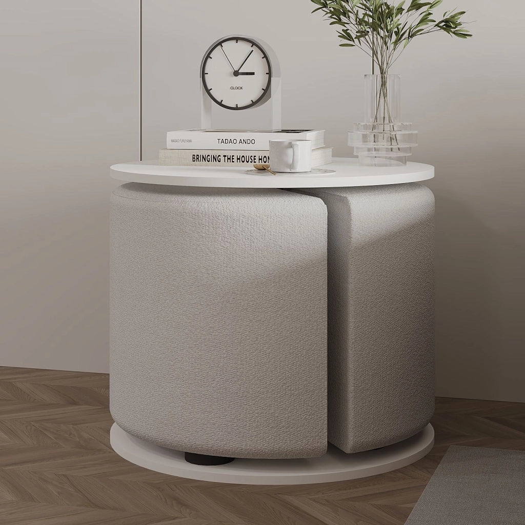 Tavolino "Vexana" con poggiapiedi in legno - 43 x 43 x 47 cm - Bianco