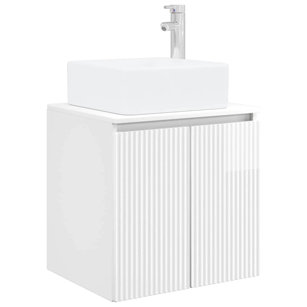 Mobile Lavabo da Parete Bianco Lucido 53 x 35 x 63 cm 890426