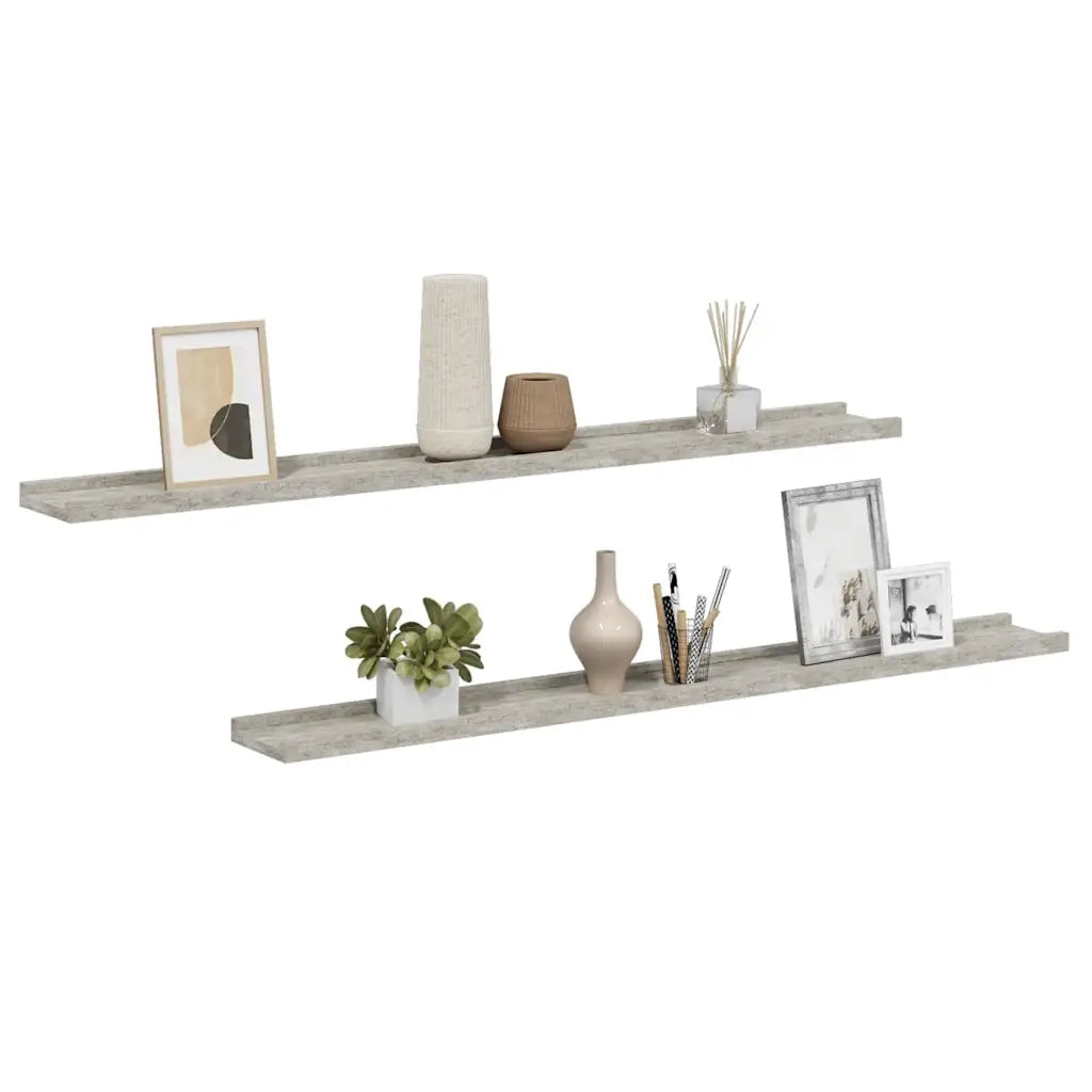Mensole da Parete 2 pz Grigio Cemento 100x9x3 cm 326702