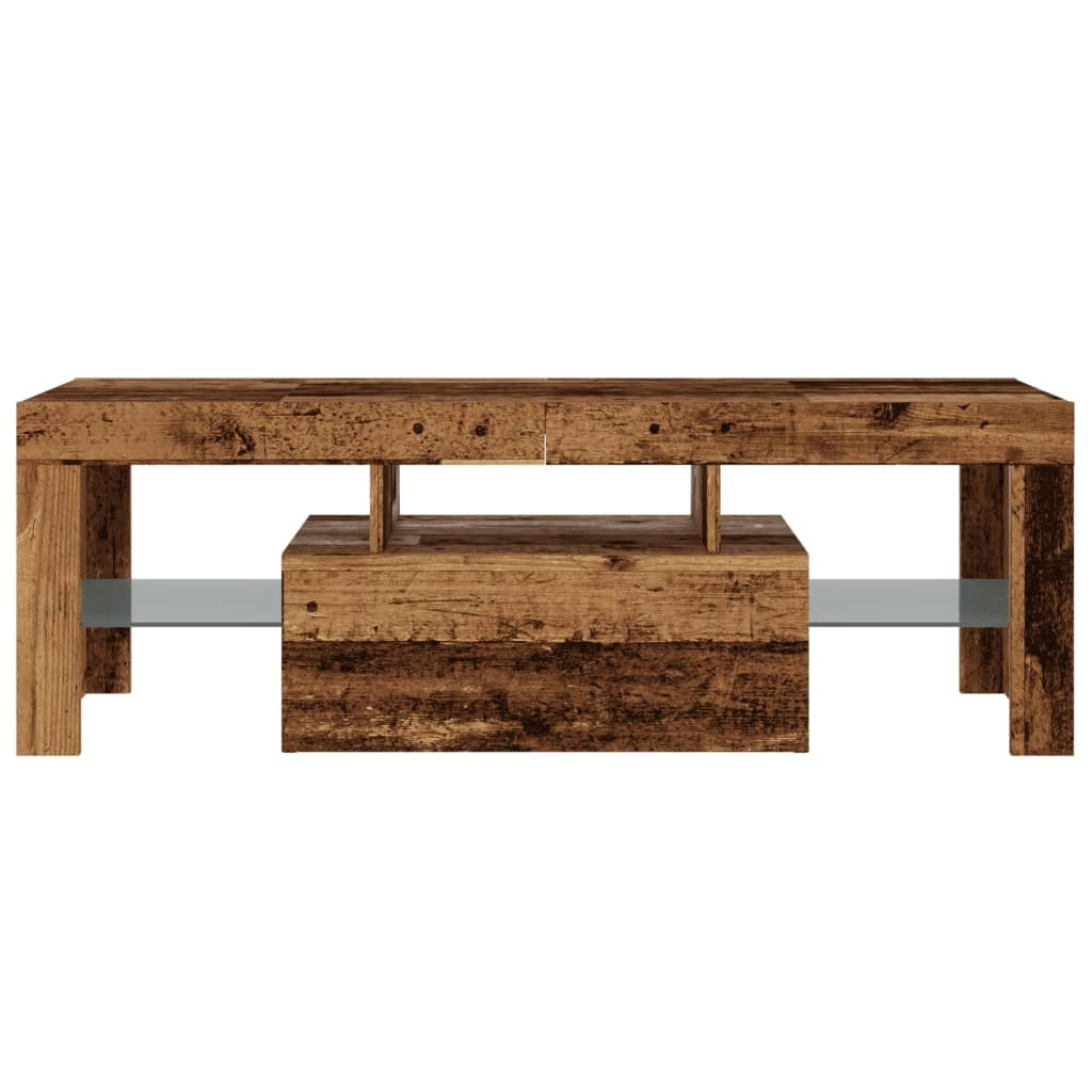 Mobile TV multimediale mensola per TV credenza per TV sala da pranzo soggiorno camera da letto con luci a LED legno invecchiato legno ingegnerizzato marrone 02_0026840