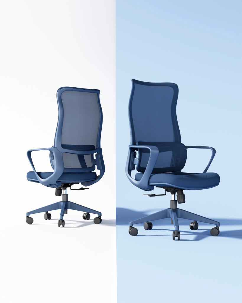 Sedia studio Hispanohogar altezza regolabile in tessuto blu