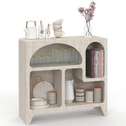 IDMarket - Credenza in stile organico da 80 cm ALESIA a 4 scomparti, effetto travertino