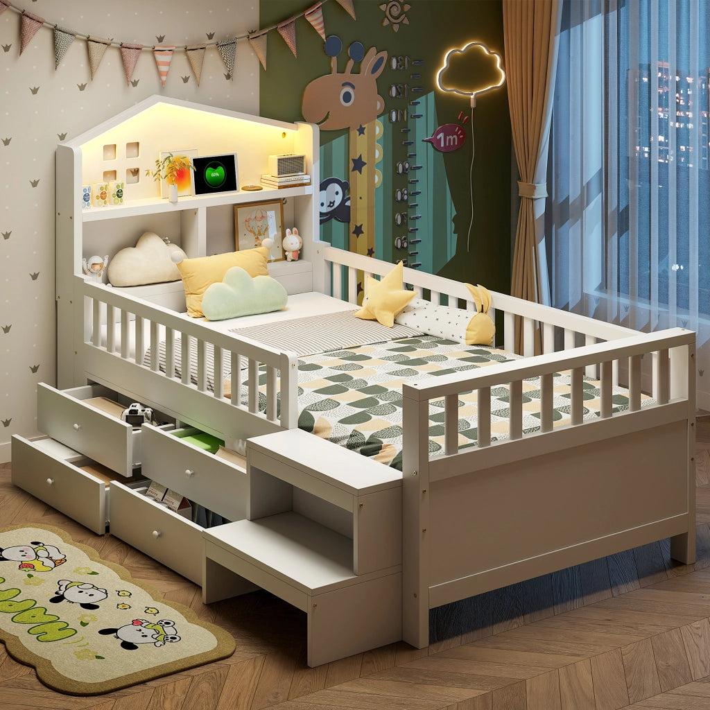 letto per bambini legno bianco 90 x 200 cm