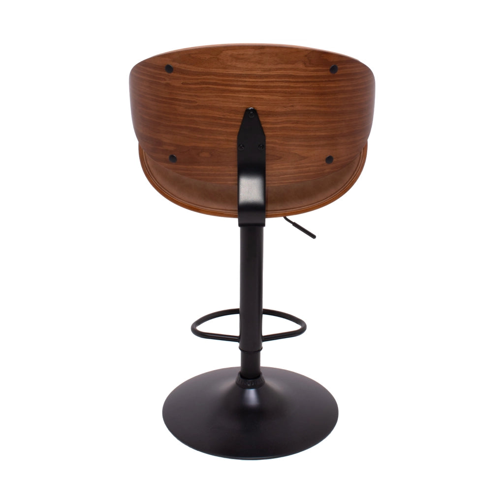 Glasgow - Set 2 Sgabelli Bar imbottiti 52,5x94/115x40 cm in legno Massello e Similpelle Marrone