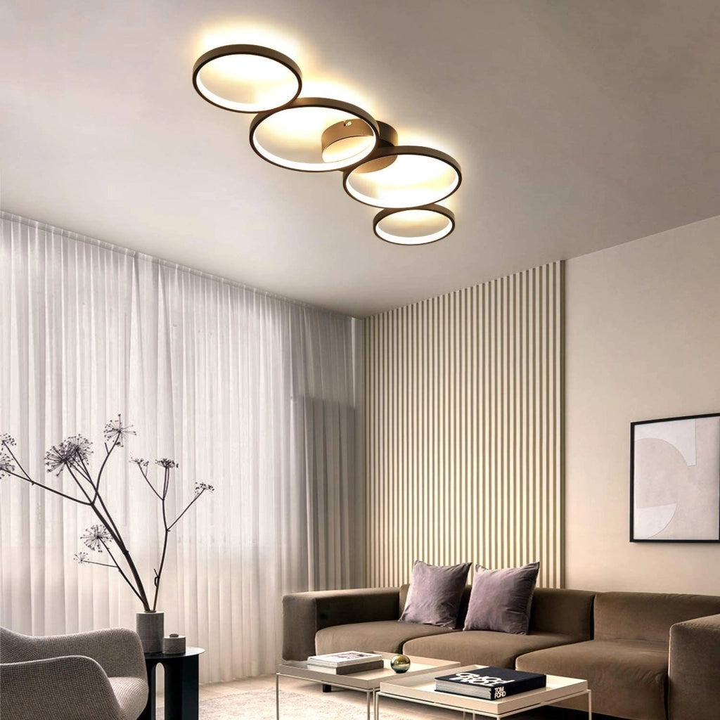 ZMH Lampada da soffitto moderna 4 fiamme design anello ottico 37W per soggiorno camera letto