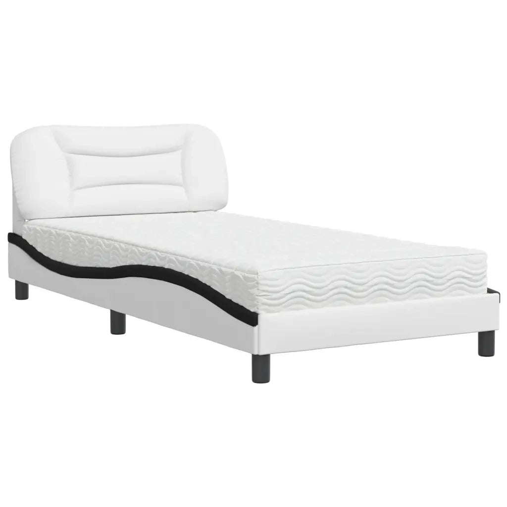 Letto con Materasso Hvar Bianco e Nero 100x200 cm in Similpelle 3208709