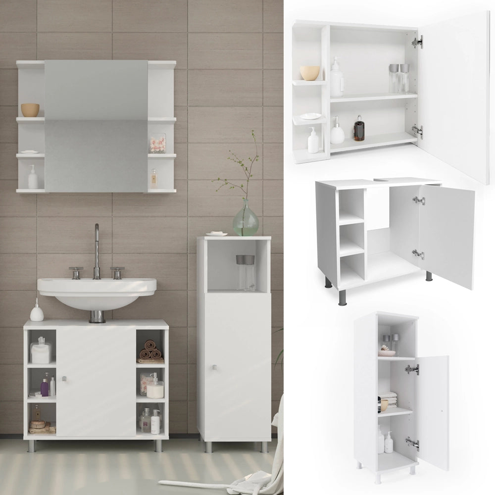 Vicco Set mobili bagno Bianco 3 parti, con mobile midi