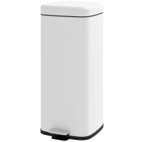 Bidone della spazzatura da cucina 30L con coperchio a chiusura morbida e pedale, secchio interno removibile, 28L x 35l x 63,5H cm, bianco
