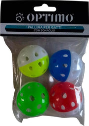 PALLINA GIOCO GATTO 4,3 CM CON SONAGLI 4 PZ