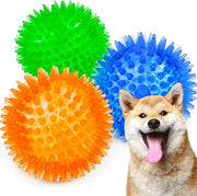 Giocattoli per cani - Giocattolo per cani con suono di gomma TPR che emette un suono di gomma, pallone con spine per il lancio, per la pulizia dei denti dei cuccioli, per la prevenzione della noia per piccoli e medi cani 3