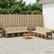 Set di divani da esterno 9 pz Naturale e Beige 3381853
