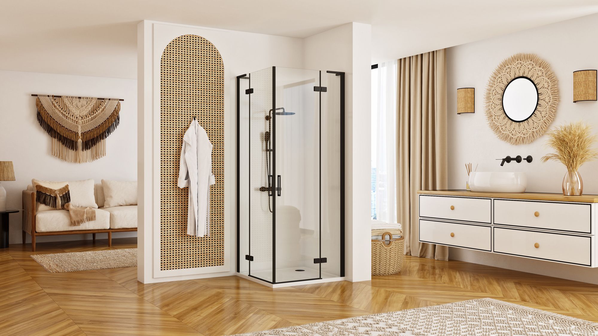 Cabina Doccia Rea Hugo Double Black 90x90