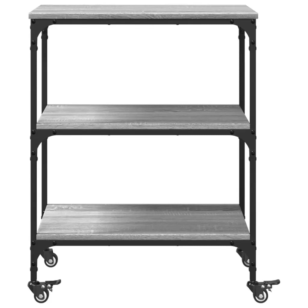 Carrello da Cucina-Scaffale per Cucina Grigio Sonoma 60x41x76 cm Legno Multistrato
