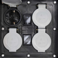 Presa multipla con sensore, effetto pietra, Multipresa per esterno con 4 prese, protezione IP44