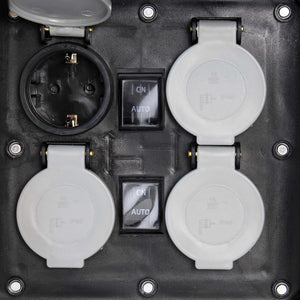 Presa multipla con sensore, effetto pietra, Multipresa per esterno con 4 prese, protezione IP44