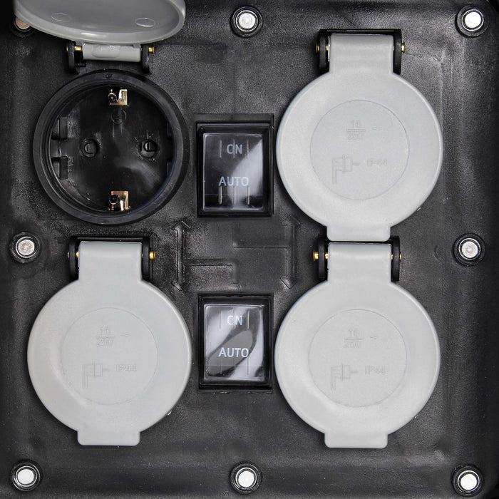 Presa multipla con sensore, effetto pietra, Multipresa per esterno con 4 prese, protezione IP44