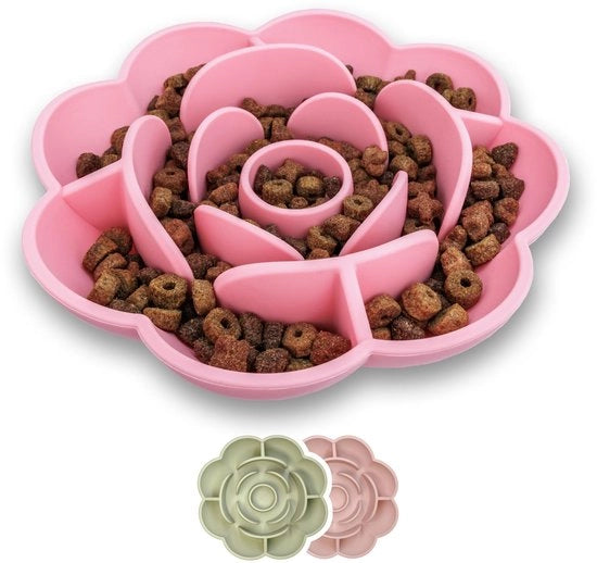 Hondenbak Anti-Gulping - Bocchetta per Cani in Silicone con Fessura per Evitare l'Ingestione Rapida, Bocchetta per Cani Piccoli e Medi (Rosso)