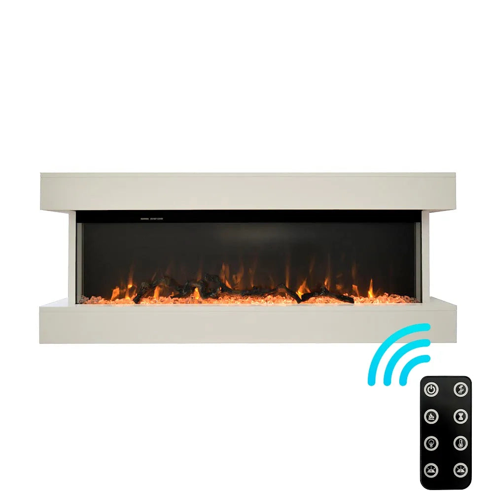 Caminetto elettrico ALARO BIANCO TEMPO STYLE con cornice di legno effetto fuoco 3 colorazioni 750 - 1.500 W