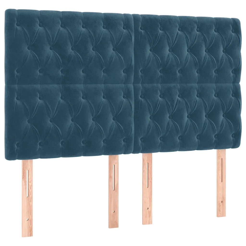 Giroletto a Molle con Materasso Blu Scuro 140x190 cm in Velluto