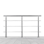 Ringhiera Balaustra Corrimano in acciaio inox 304 spazzolato 200x106cm per interni ed esterni 3 barre trasversali