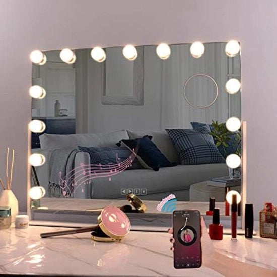 Tavolo di Trucco Hollywood - Tavolo di Trucco con Specchio e Lampade - Specchio per Trucco - Specchio per Trucco con Illuminazione