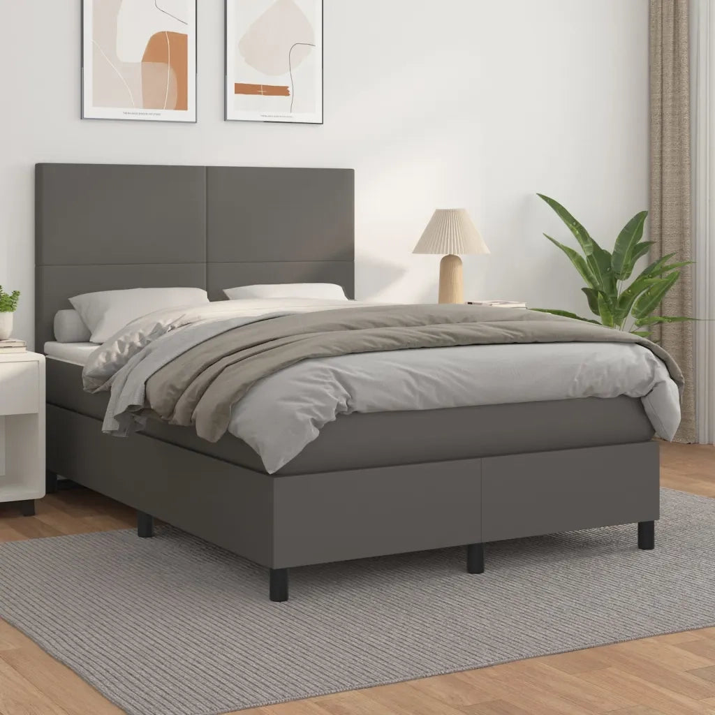 Giroletto a Molle con Materasso Grigio 140x190 cm in Similpelle