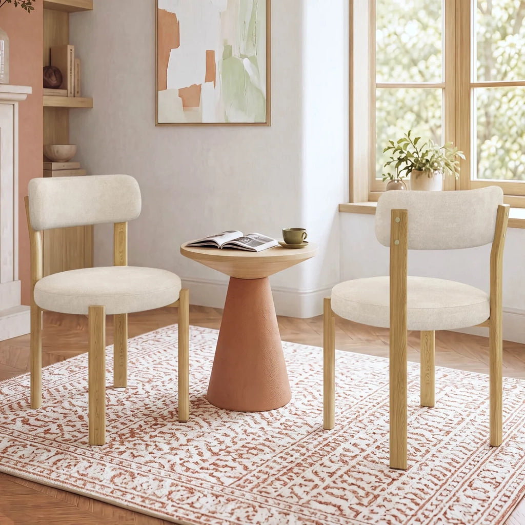 IDMarket - Set di 4 sedie da pranzo NELLA in ciniglia beige