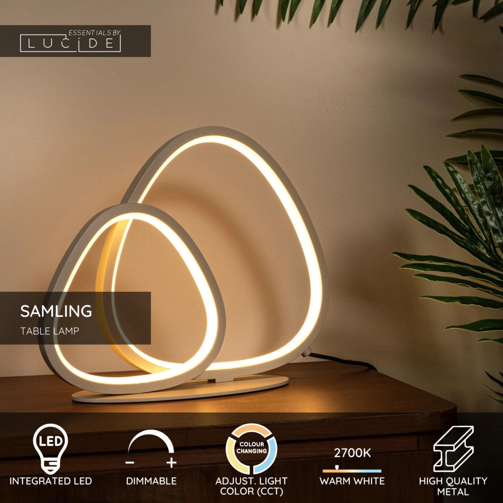 Lampada da tavolo LED taupe triangolare SAMLING Lucide