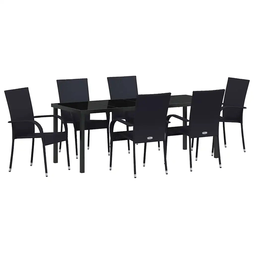 Set da Pranzo per Giardino 7 pcs Nero 3379406