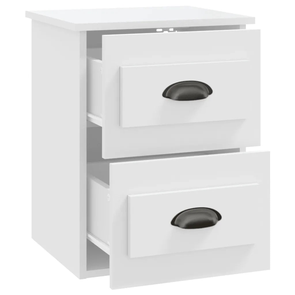 Set di 2 Comodini | Armadio da Notte | Mobiletto da notte a Parete Bianchi 41,5x36x53 cm
