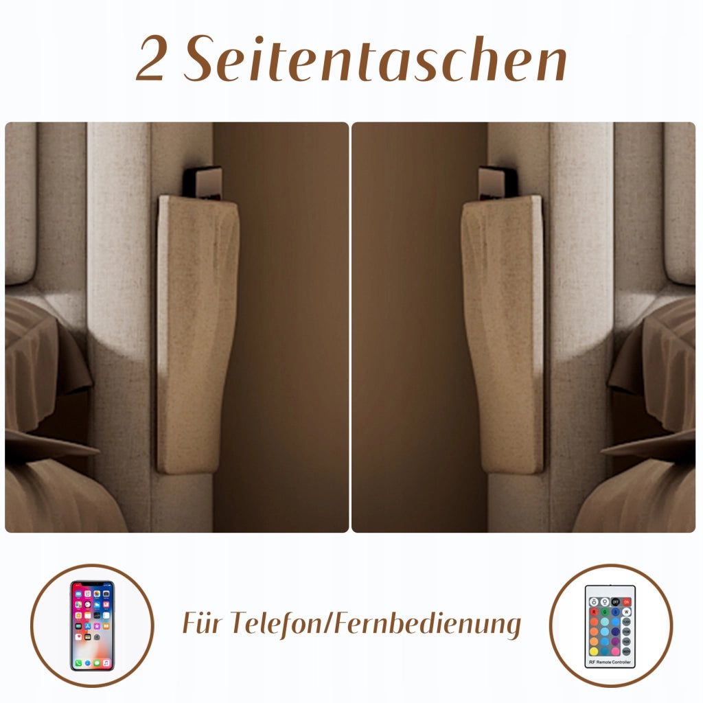 Letto imbottito 140x200 - Xylo - Beige, cotone, con materasso